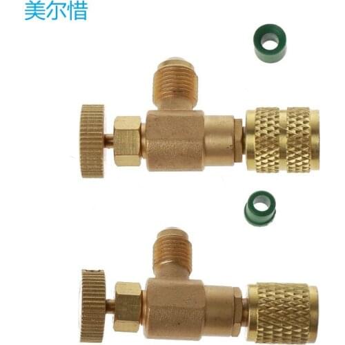 2pcs set Adding Fluorine Liquid Safety Valve R410 R22 Air Conditioning Refrigerant 1/4 Safety Adapter Dropshipping