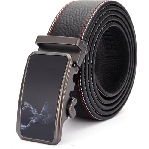 Leather Belt for Men Fashion Men Belt-Leather Ratchet Belt for Men Automatic Buckle Belt Vintage Buckle Width:36mm