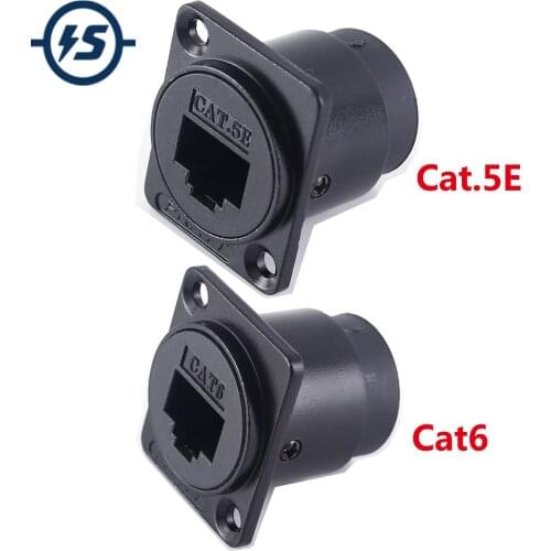 RJ45 D-type Module Socket Cable Female Signal Connector Cat6 Cat5E Panel Mount Network