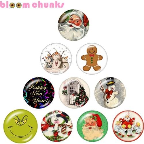 Christmas Snowman10pcs mixed 12mm/18mm/20mm/25mm Round photo glass cabochon jewelry flat back Making findings A6687