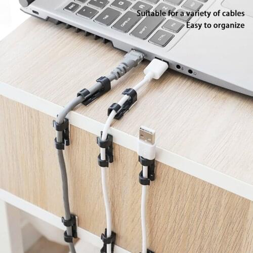Self-Adhesive Cable Holder Plastic Cable Organizer USB Winder Desktop Tidy Management Clips Holder For PC Laptop Desk Office