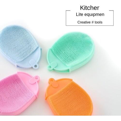 1Pcs Silicone Dishwashing Brush Cleaning Cloth Tools Fruit Vegetable Sponge Cleaning Brush Dish Brush For Kitchen Convenience