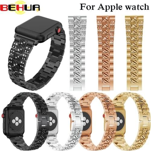 Stylish Crystal Diamond strap for Apple Watch band 38mm 42mm 40 44mm stainless steel Replacement Bands for iWatch series 1 2 3 4