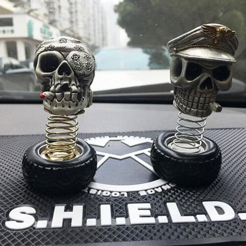 Skull Head Car Decoration Cartoon Appearance Widely Used Ornament Car Doll Car Interior Jewelry Halloween Gift