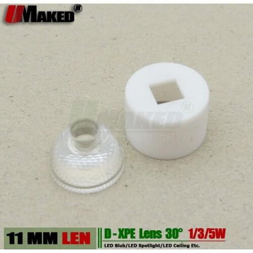 UMAKED Min 10MM XPE LED Lens 3W 5W 10W XPL XTE light len Angle 30 PMMA Bead face with Bracket holder For led torch flashlight