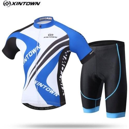 XINTOWN Pro mtb Cycling Jersey Bib Shorts Sets Men Blue White Bike Clothing Suits Male Team Bicycle Top Bottom Clothes