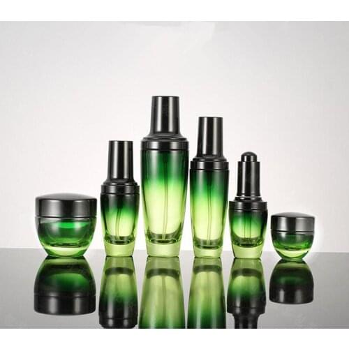 Green Glass Bottle Empty Cosmetic Container Bottle Essence Dropper Spray Cream Skin Care Bottling 15g 50g 30/50/100ml