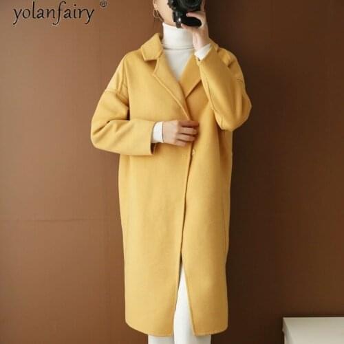 100% Wool Coat Women Autumn Winter Long Jacket Women Korean Clothes Oversized Coats and Jackets Women Sobretudo Feminino KJ5571