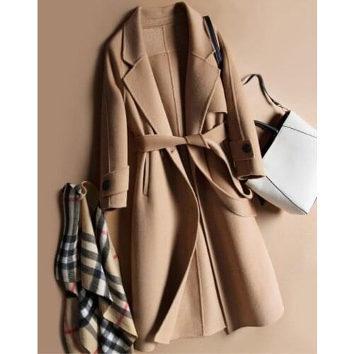 Women Wool Coat 2018 Female Medium Length High Quality Korean Trench Woolen Outerwear New Arrival