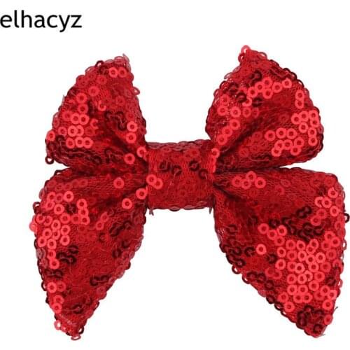 1PC New Sequin 3.5'' Hair Bow with Clip Or without Clip Women lassical Photography for Kids Hairclip Hairband Hair Accessories
