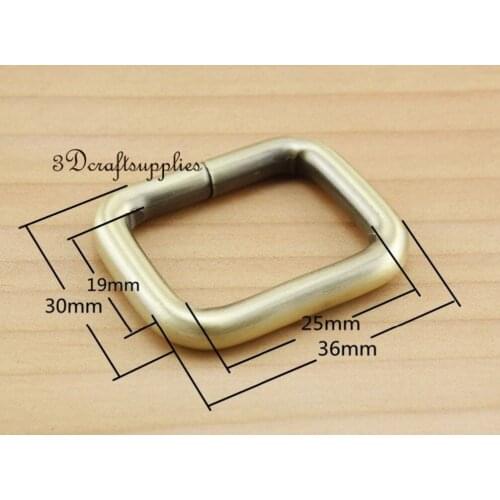 Rectangle Rings webbing Belt buckle purse ring anti brass 1 inch 10pcs U71
