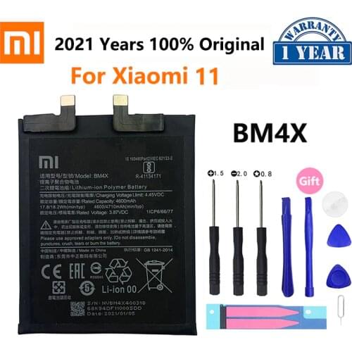 100% Original Xiao Mi BM4X 4710mAh Phone Battery For Xiaomi 11 Xiaomi11 Mi11 Replacement Batteries Bateria