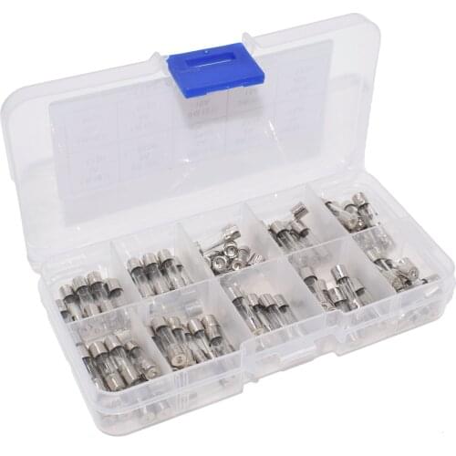 100Pcs/lot 5x20mm Quick Blow Glass Tube Fuse Assorted Kit Fast Blow Glass Fuses 250V 1A/2A/3A/4A/5A/6A/7A/10A/15A/20A