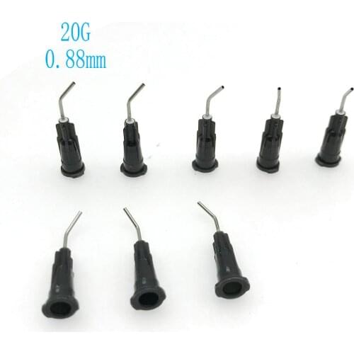 100Pcs Dental Bent Needle Tip Dental Composite Resin Rinse Elbow Black ( 20G/25G for your selection)