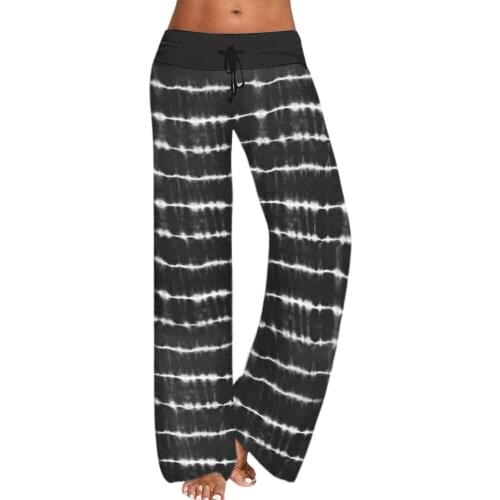 2020 Spring And Autumn Fashion Sports Pants Pants Womens Loose Tie Dye Stripe Print Wide Leg Pants Large Size S-3XL