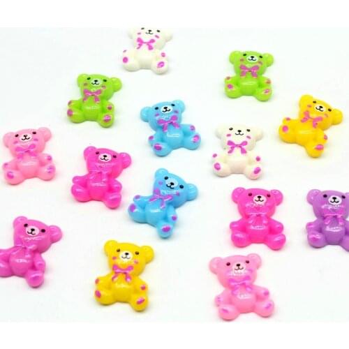 250pcs resin Bear Cabochons, mix color, Resin Animal Cabochon, Bear Flat Backs, Kawaii, Decoden Supplies polka dots