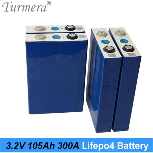 Lifepo4 Battery 105Ah 3.2V 300A Current for Electric Bike Battery 36V 48V 12V Solar Panel Use Size 130*36*200mm 16Piece