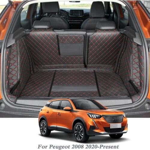 Car Styling PU Leather Trunk Mat Rear Liner Cargo For Peugeot 2008 2020-Present Car Boot Mat Carpet Tray Protector Auto Accessoy