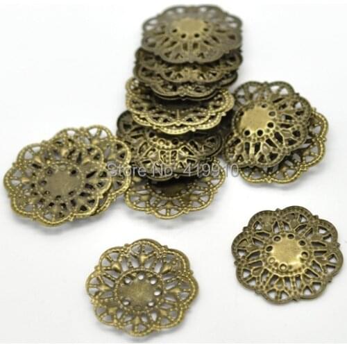 Free Shipping! 200 Antique Bronze Flower Wraps Connectors Metal Crafts Gift Decoration DIY Scrapbooking 21x21mm J0013