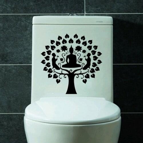 Buddhism Buddha Meditation Tree Vinyl Toilet Sticker Wall Decal Decor 6WS0185
