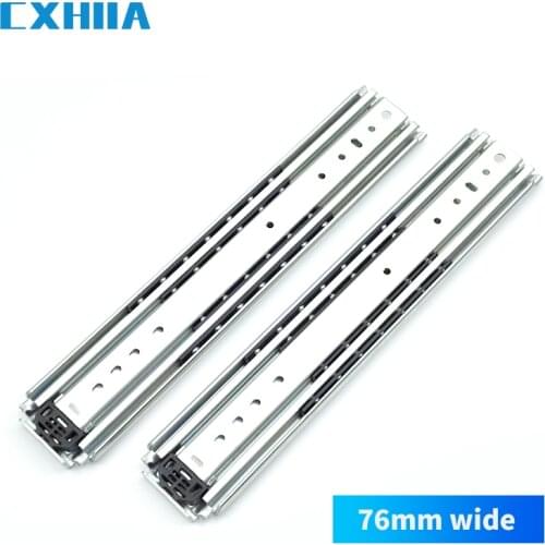CXHIIA 76 Wide Heavy-Duty Industrial Slide Rail Rv Thickened Slideway Drawer Guide Three-Section Container Modified Track