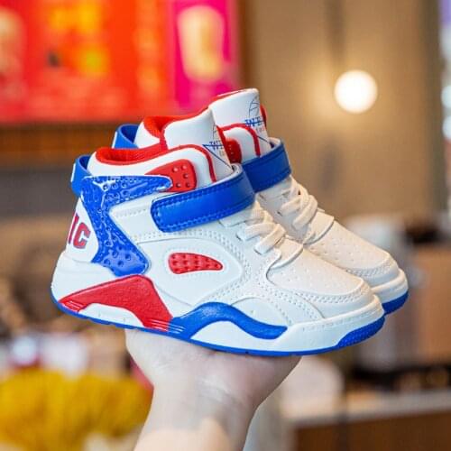 Kids Sport Shoes for Boy Basketball Shoes Thick Sole Children Sneakers Non-slip Athletic Trainers Gym Shoes Child Boy Basket