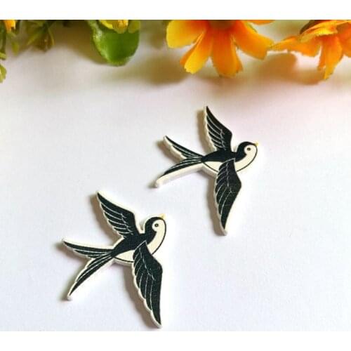 40pcs Swallow Pattern Wooden Buttons for Scrapbooking Craft Sewing Supplies Decoration accessories 40x30mm NO hole