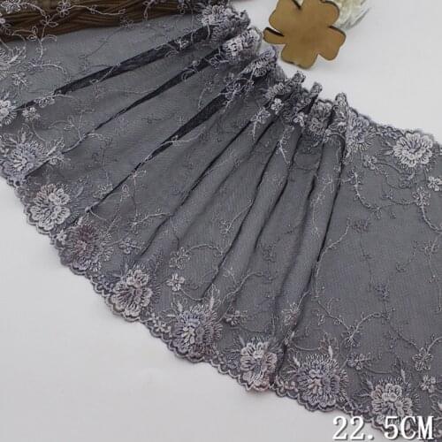 56Yards Bilateral Mesh Tulle Embroidery High Quality Lace Trim 22.5cm Fabric Ribbon For Garments Wedding Clothing Accessories