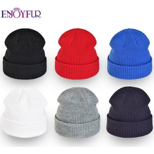 ENJOYFUR Unisex Autumn Winter Hats For Women Men Casual Sport Male Simple Knit Bonnets Fashion Young Female Ski Stocking Beanies