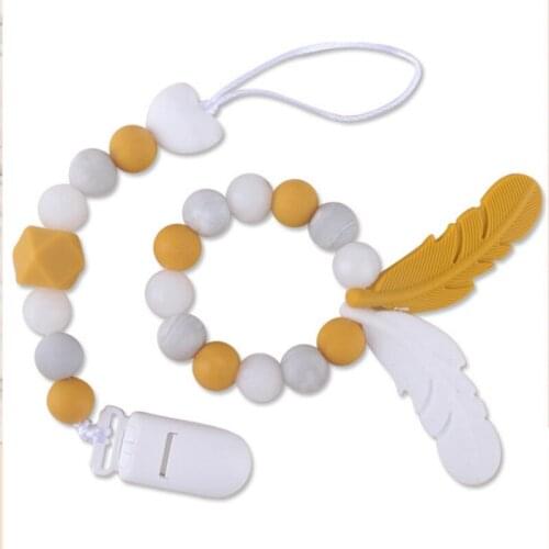 F-B Baby Silicone Toys Pacifier Chain Baby Pacifier Clips Beads Silicone Crown Pacifier Chain Baby Gifts