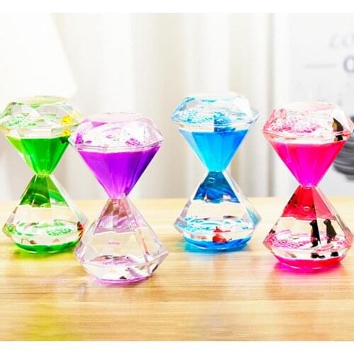 Diamond Hexagonal Shape Hourglasses Floating Exquisite Cartoon Animals Time Management Sand Timer for Desktop Decoration