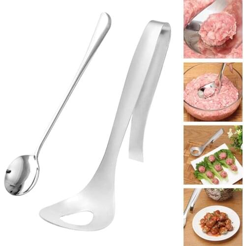 Hot Stainless Steel Non-stick Meatballs Spoon Maker Squeezing Kitchen Home Tool Ball Mold Spoon Kitchen Gadget Meat Tools