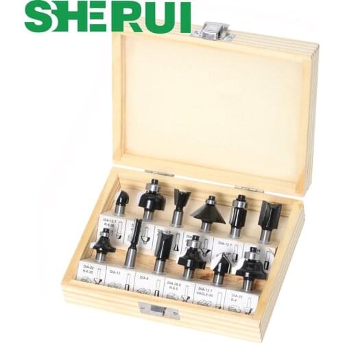 12pcs 8mm Shank wood router bit Straight end mill trimmer cleaning flush trim corner round cove box bits tools Milling Cutte