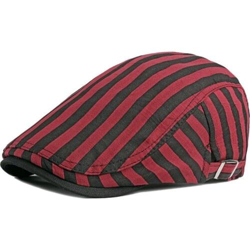 LDSLYJR 2021 Cotton solid color striped Newsboy Caps Flat Peaked Cap Men and Women Painter Beret Hats 12
