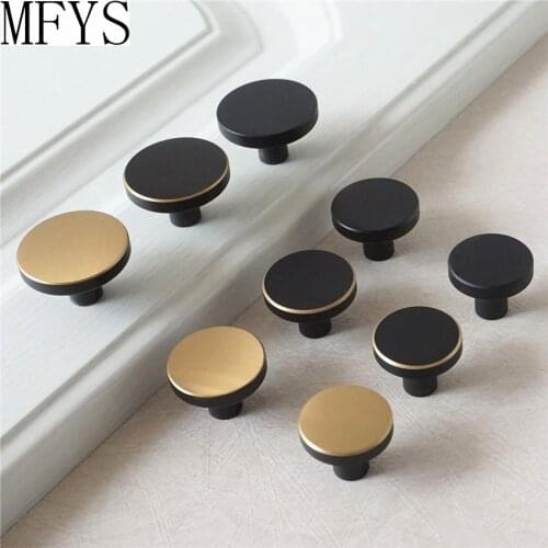 Vintage Style Black Brass Knob Cabinet Door Knob Handle Pull Retro Round Drawer Knobs Pulls Handles Dresser Knob