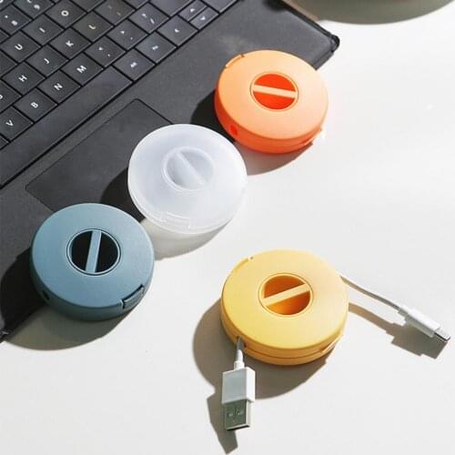 Round Shaped Multi-function All In Order Earphone Case Rotating Storage Jewelry Protective Wire Cable Organizer Data Line Box