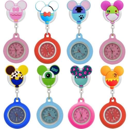 Cartoon colourful Lovely pretty nurse doctor Retractable silicone pocket badge reel watches gift for hospital medical women mens