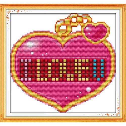 ILOVEU cross stitch kit catoon Red heart lovers Aida counted 18ct 14ct 11ct printed embroidery DIY handmade needlework supplies