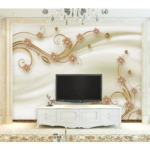 Beibehang Custom wallpaper 3d mural modern minimalist gold jewelry diamond 3D stereo TV wall background living room wallpaper