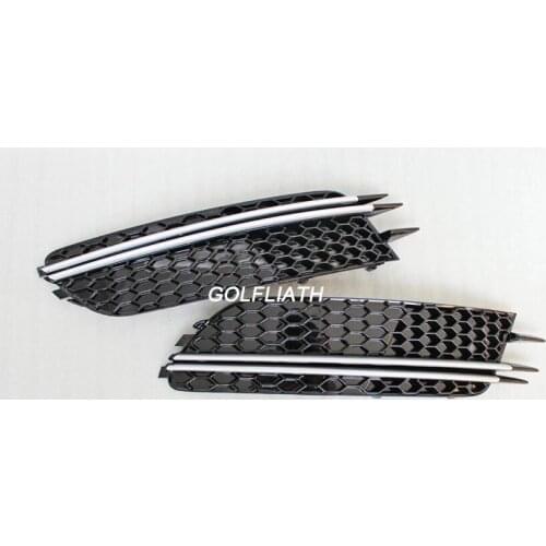 One Pair of RS6 mesh grill Auto Car Front Lower Bumper Grilles side fog light Grille for Audi A6 C7 2012-2014