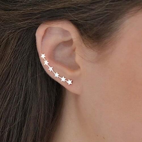 2021 Wholesale European and American New Creative Single Row Five-pointed Star Earrings Small Fresh Fashionable Star Earrings