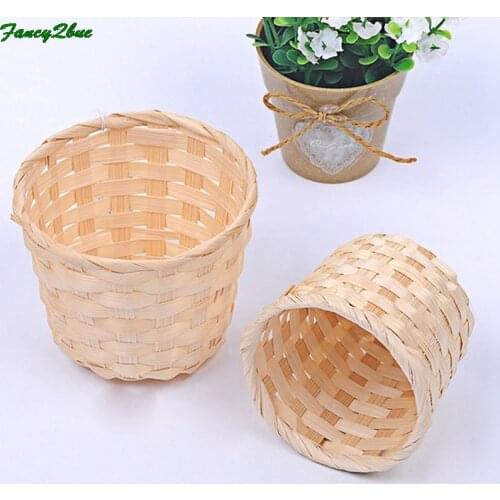Handmade Sundries Organizer Rattan Plant Box Wicker Basket Nursery Pots Sea Grass Storage Basket Straw Garden Flower Pot