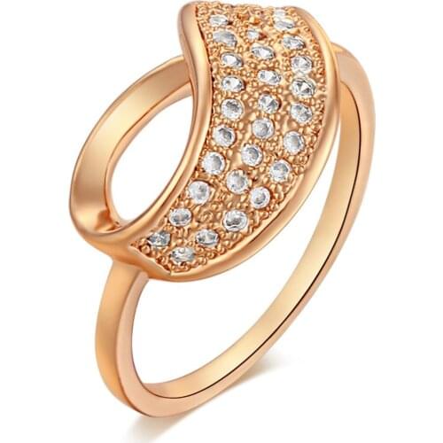 Austrian Crystals Gift Rings Micro Pave Zircon Rings Geometric shape Gold Color bands for women part Jewelry Free Shipping Whole