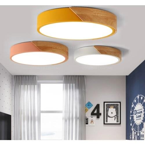 Round wood ceiling lights dimmable LED modern ceiling luminaire kitchen fixtures for bedroom living room hallway light fixtures