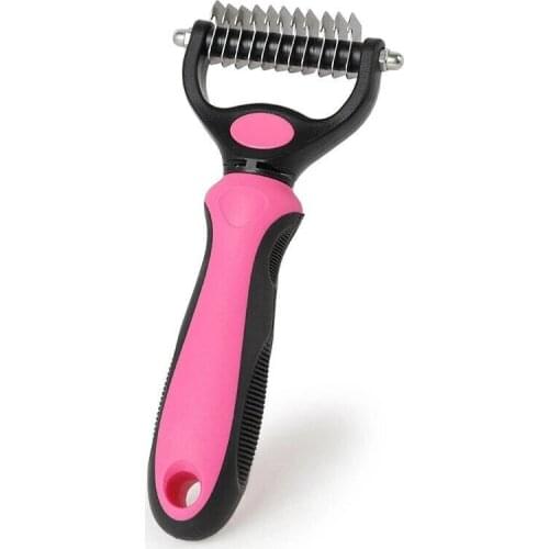 Pet Fur Knot Cutter Hair Removal Comb Dog Grooming Shedding Tools Cat Hair Removal Brush for Tangles Removing Double Side Rake