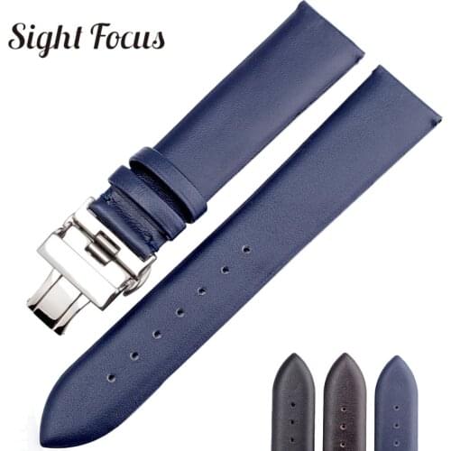 18mm 20mm 22mm Watchband for Armani Breitling IWC Nomos Leather Strap Butterfly Buckle Clasp Bracelet Mens Strap Masculino Belts