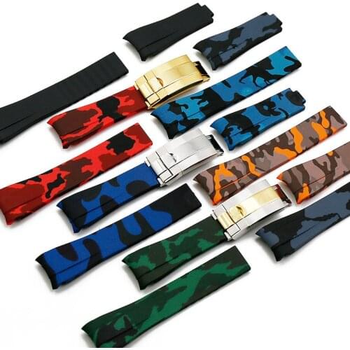 Rubber strap mens camouflage watch accessories for Rolex water ghost GMT waterproof silicone strap female 20mm men watch band
