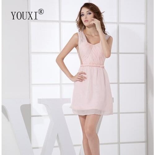 Sexy Sweetheart Mini Short Prom Dresses 2020 Pink Chifon Pleats Homecoming Dress For Girls