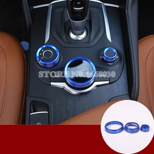 Blue Colour Inner Air Condition Knob Trim Cover 3pcs For Alfa Romeo Giulia 2017-2020 Car accesories interior Car Trim