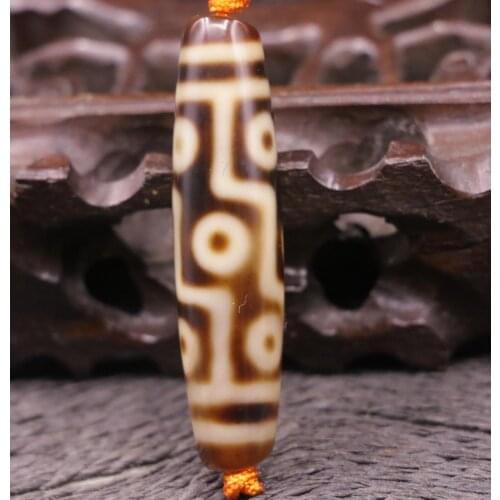 Treasure Magic Power Magic LKbrother Magic Energy Tibetan old Agate Ivory Color 9 Eye King of dZi Bead Pendant Amulet